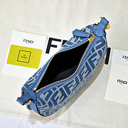 Fendi Fendigraphy Mini Hobo Bag in blue denim-effect FF jacquard size 20cm - 4