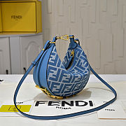 Fendi Fendigraphy Mini Hobo Bag in blue denim-effect FF jacquard size 20cm - 3