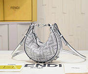 Fendi Fendigraphy Mini Hobo Bag in blue denim-effect FF jacquard size 16.5x14x5 cm - 4