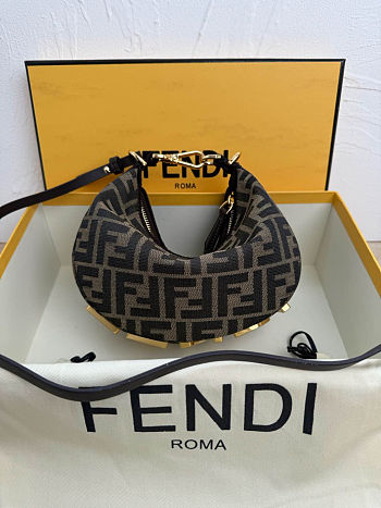 Fendi Fendigraphy Mini Hobo Black in blue denim-effect FF jacquard size 20cm