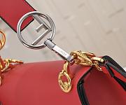 Fendi Red/Brown Leather Kan I Logo Embossed Top Handle Shoulder Bag size 25cm - 5