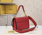 Fendi Red/Brown Leather Kan I Logo Embossed Top Handle Shoulder Bag size 25cm - 6