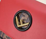 Fendi Red/Brown Leather Kan I Logo Embossed Top Handle Shoulder Bag size 25cm - 4
