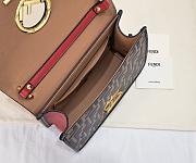 Fendi Red/Brown Leather Kan I Logo Embossed Top Handle Shoulder Bag size 25cm - 2