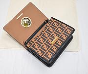 Fendi Black/Brown Leather Kan I Logo Embossed Top Handle Shoulder Bag size 25cm - 6