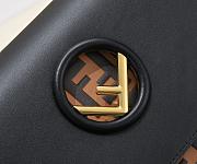 Fendi Black/Brown Leather Kan I Logo Embossed Top Handle Shoulder Bag size 25cm - 2