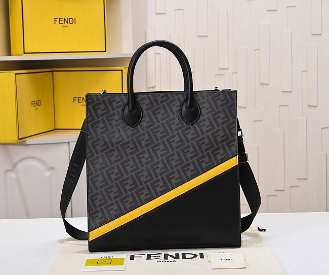 Fendi Monogram FF Vertical Tote Bag Black 36X14X38 - 1