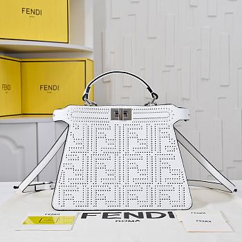 Fendi Peekaboo ISeeU Small White leather bag with FF interlacing 27*21*11cm