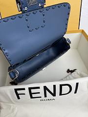 Fendi Women's Navy Baguette Mini Leather Shoulder Bag 19.5x4.5x13cm - 5
