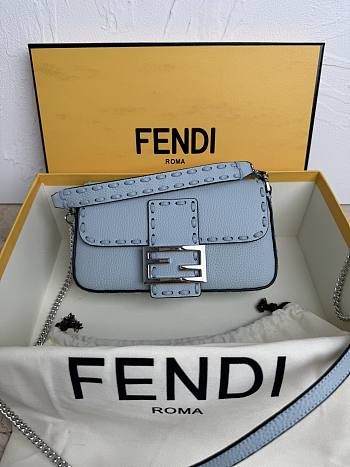 Fendi Women's Blue Baguette Mini Leather Shoulder Bag 19.5x4.5x13 cm