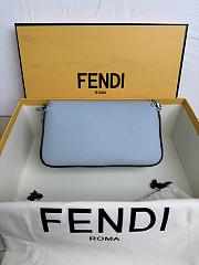 Fendi Women's Blue Baguette Mini Leather Shoulder Bag 19.5x4.5x13 cm - 2