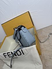 Fendi Women's Blue Baguette Mini Leather Shoulder Bag 19.5x4.5x13 cm - 4
