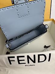 Fendi Women's Blue Baguette Mini Leather Shoulder Bag 19.5x4.5x13 cm - 6