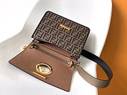 Fendi brown Leather Kan I Logo Embossed Top Handle Shoulder Bag size 25cm - 4