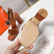 Hermes high heel sandals big heel 9.5cm high silver buckle  - 5