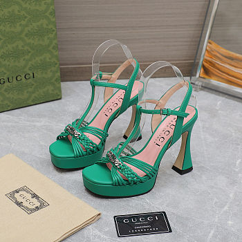 Gucci sky-high waterproof platform patent leather high heels 11cm