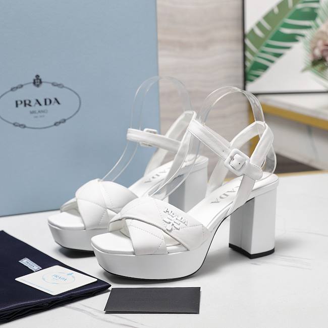 PRADA Quilted nappa leather platform sandals white - 1