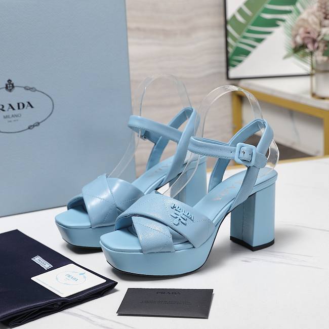 PRADA Quilted nappa leather platform sandals blue - 1