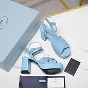 PRADA Quilted nappa leather platform sandals blue - 4
