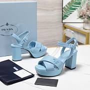 PRADA Quilted nappa leather platform sandals blue - 3