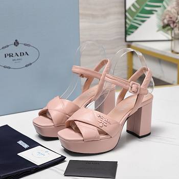 PRADA Quilted nappa leather platform sandals pink