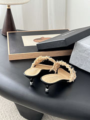 Chanel Ruffled Fabric CC Bow Slide Sandals White/Black - 6