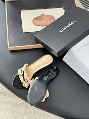 Chanel Ruffled Fabric CC Bow Slide Sandals White/Black - 3