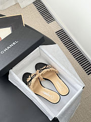 Chanel Ruffled Fabric CC Bow Slide Sandals White/Black - 2