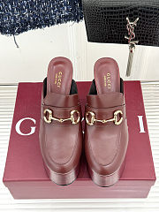 Gucci Horsebit platform mules in a burgundy color 13cm - 6