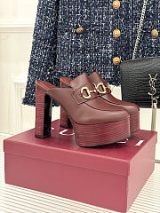 Gucci Horsebit platform mules in a burgundy color 13cm - 5