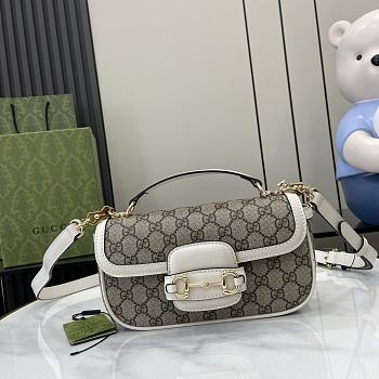 Gucci Horsebit 1955 Shoulder Bag Beige White 24cm