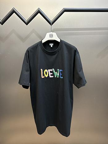 Loewe rainbow embroidered short-sleeved shirt
