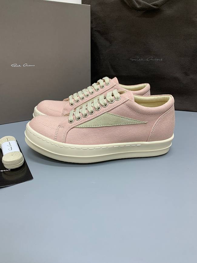 Rick Owens Low-Top Sneakers – Light Pink Canvas - 1