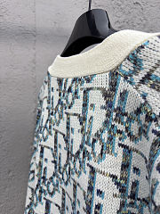 Dior Oblique Cardigan White and Blue Virgin Wool Jacquard  - 6