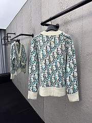 Dior Oblique Cardigan White and Blue Virgin Wool Jacquard  - 5
