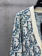 Dior Oblique Cardigan White and Blue Virgin Wool Jacquard  - 4