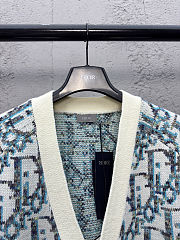 Dior Oblique Cardigan White and Blue Virgin Wool Jacquard  - 3