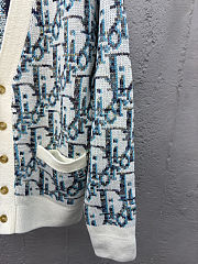 Dior Oblique Cardigan White and Blue Virgin Wool Jacquard  - 2
