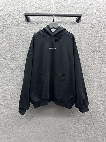 Balenciaga Crystal Logo Hoodie 'Faded Black'