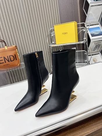Fendi Logoed Heel REVERSE Leather Booties 8cm