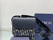 Dior Navy Blue Oblique Canvas and Leather Kid Messenger Size 24×19×4.5 - 6