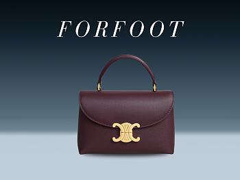 CELINE Teen Nino Bag in Supple Grained CALFSKIN Deep Burgundy size 20 X 13 X 8cm