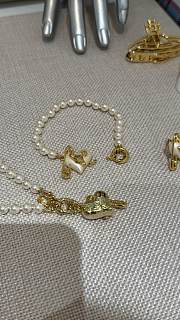 Vivienne Westwood Pearl Chain Orietta Pearl Necklace Bracelet Gold - 2