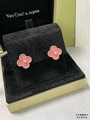 Ladies Clover Rose Gold Pink Stud Earrings  - 1