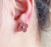 Ladies Clover Rose Gold Pink Stud Earrings  - 2