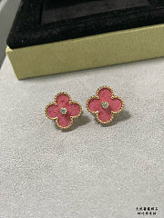 Ladies Clover Rose Gold Pink Stud Earrings  - 3