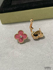 Ladies Clover Rose Gold Pink Stud Earrings  - 6