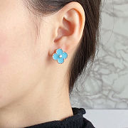 Ladies Clover Blue Sky Silver Earrings - 6