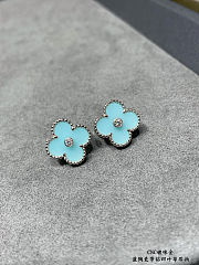Ladies Clover Blue Sky Silver Earrings - 3