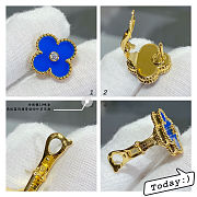 Ladies Clover Gold Blue Yellow Earrings - 6